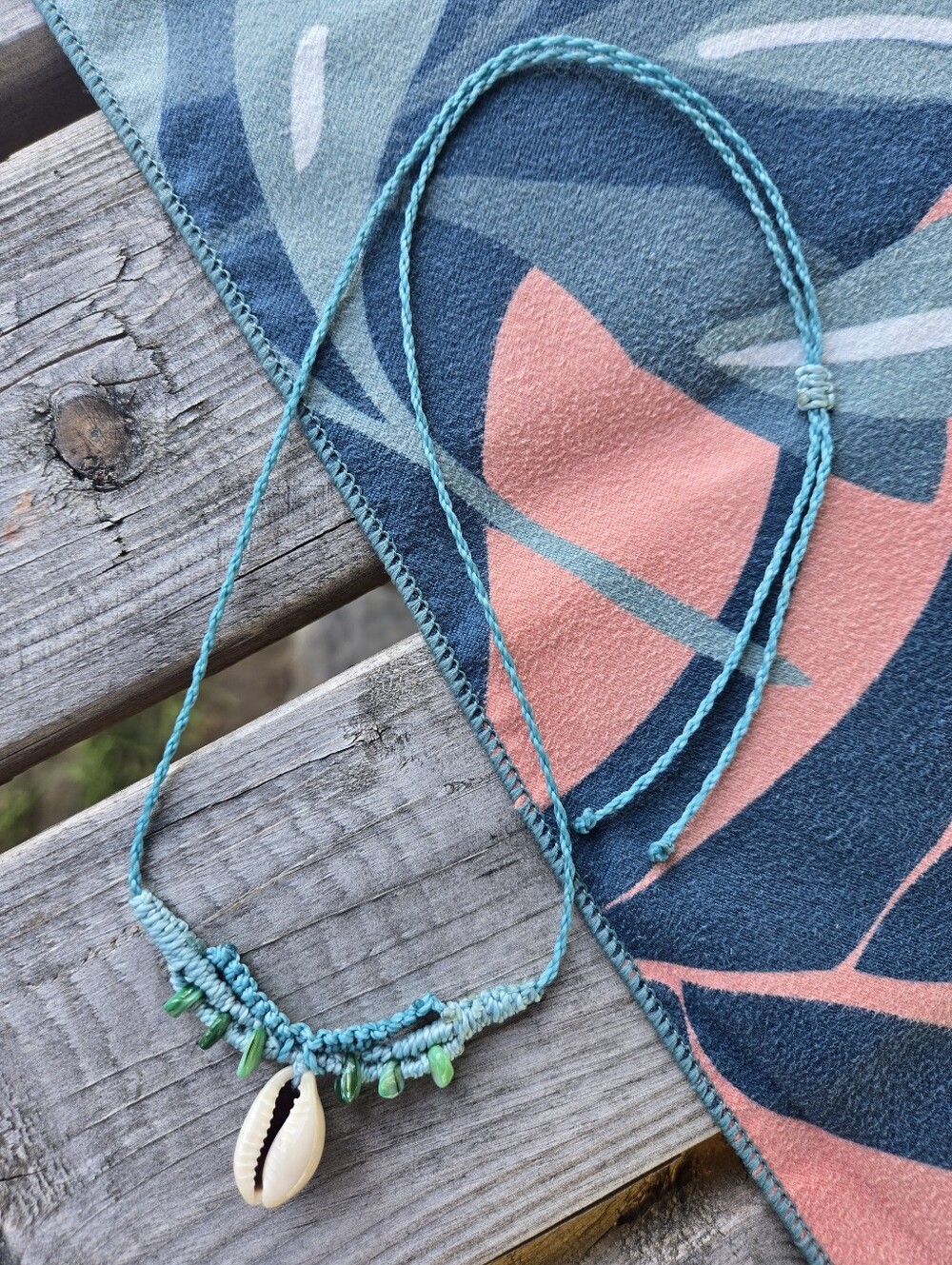 New Handmade Sage Bohème Turquoise Shell Pendant Necklace